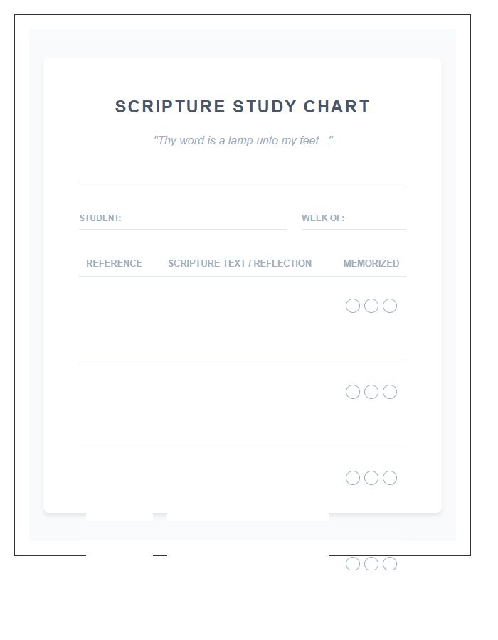 Homeschool Scripture Study Bible Verse Printable Chart