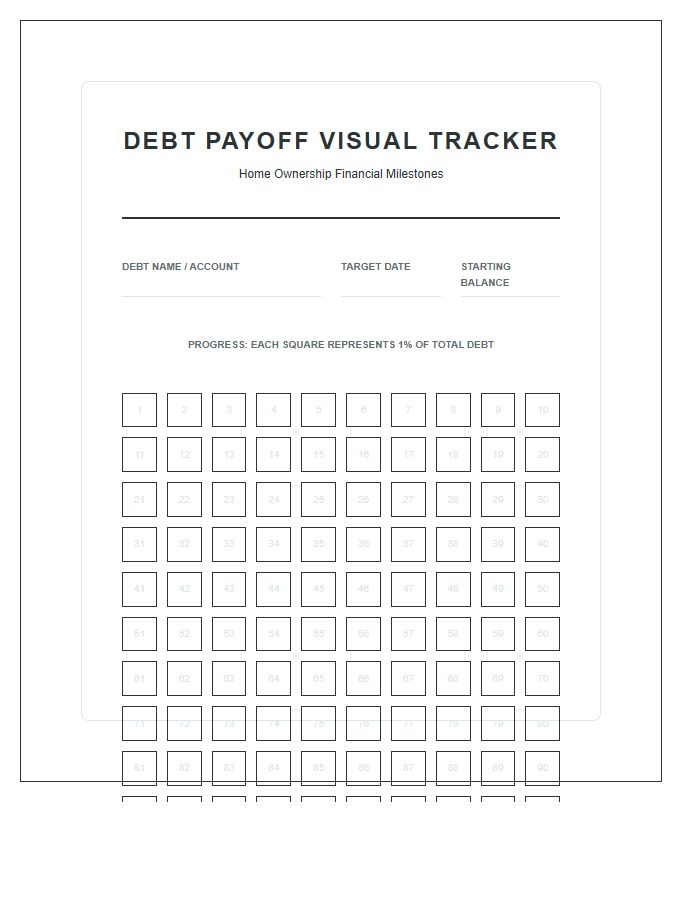 Visual Debt Payoff Log Chart Printable For Homeowners