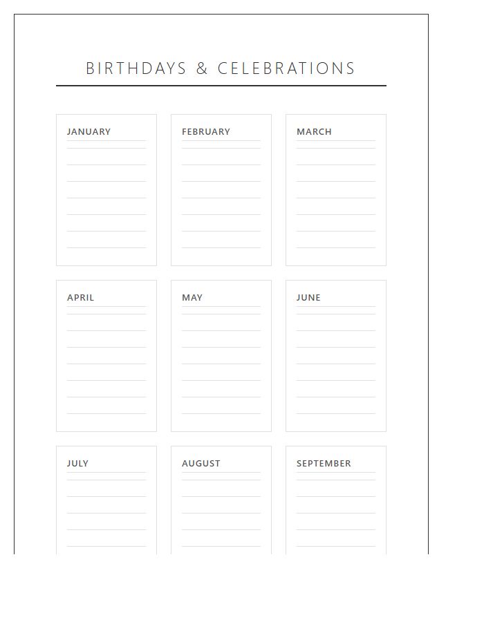 Printable Birthday Reminder Wall Chart