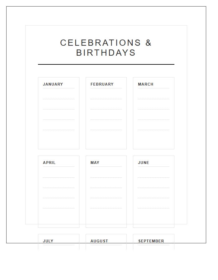 Printable Celebration and Birthday Wall Chart
