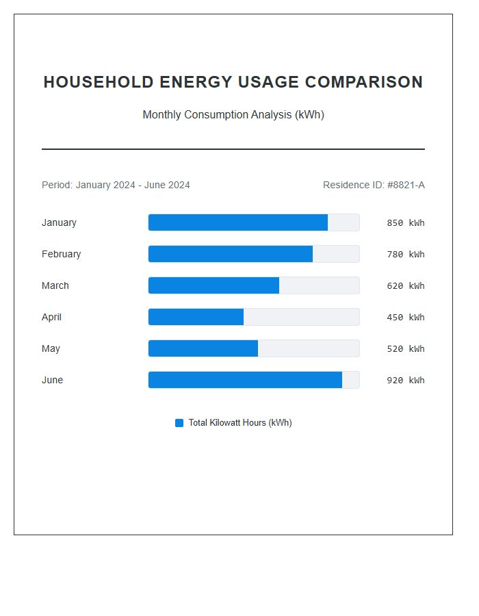 Household Energy Usage Printable Bar Graph Comparison Chart