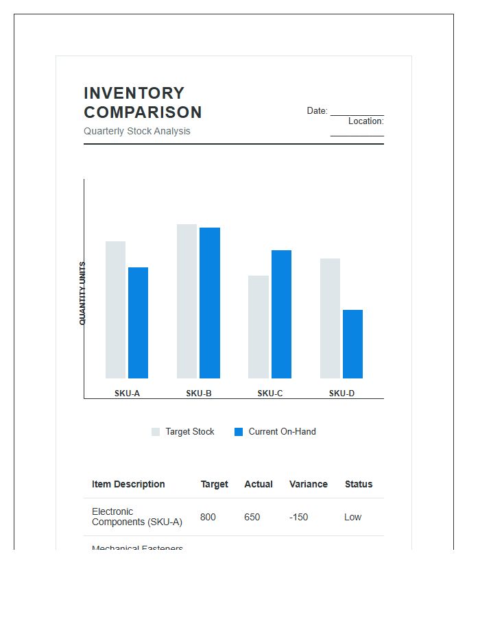 Inventory Tracking Printable Bar Graph Comparison Chart