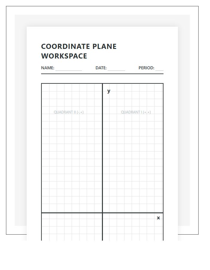 Classroom Math Lesson Printable Coordinate Plane Chart