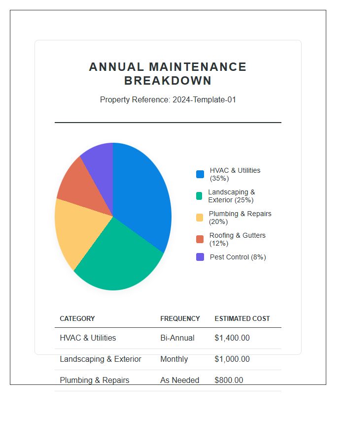 Household Maintenance Costs Printable Pie Chart