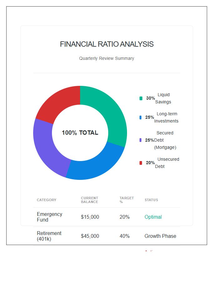 Savings And Debt Ratio Printable Pie Chart
