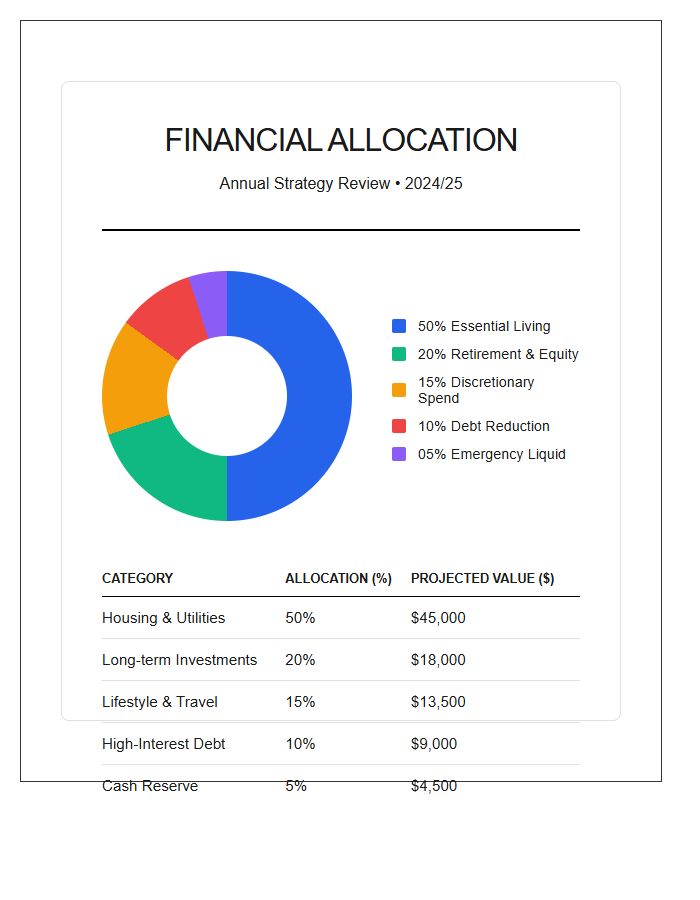 Visual Financial Planning Printable Pie Chart