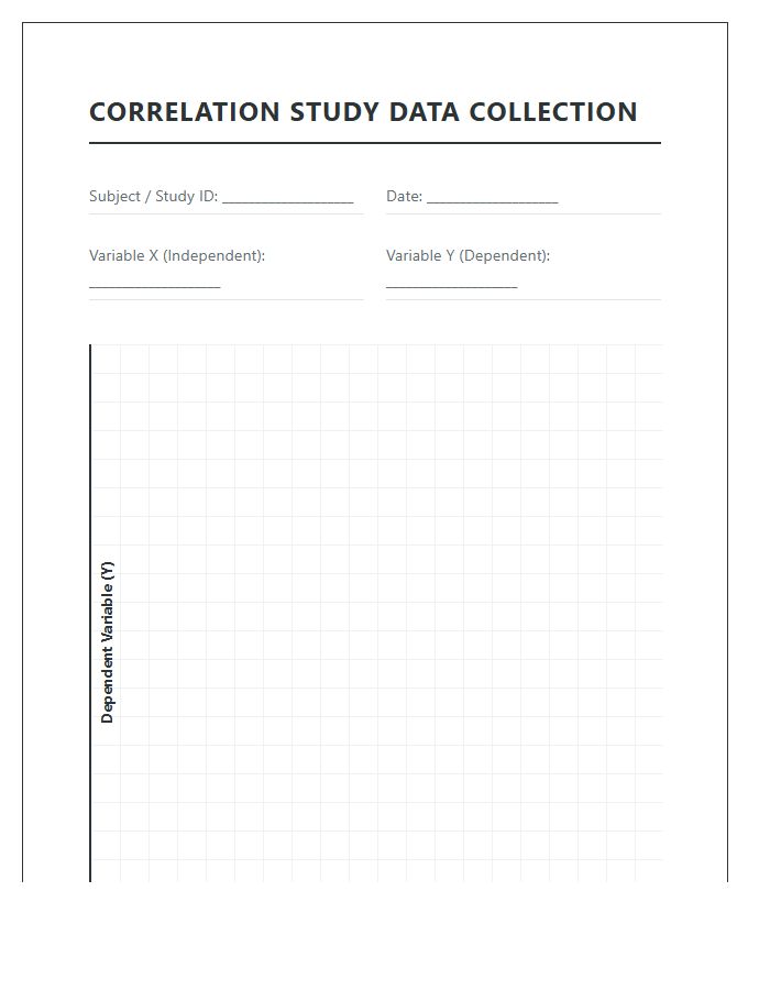 Printable Correlation Study Data Collection Scatter Plot Chart