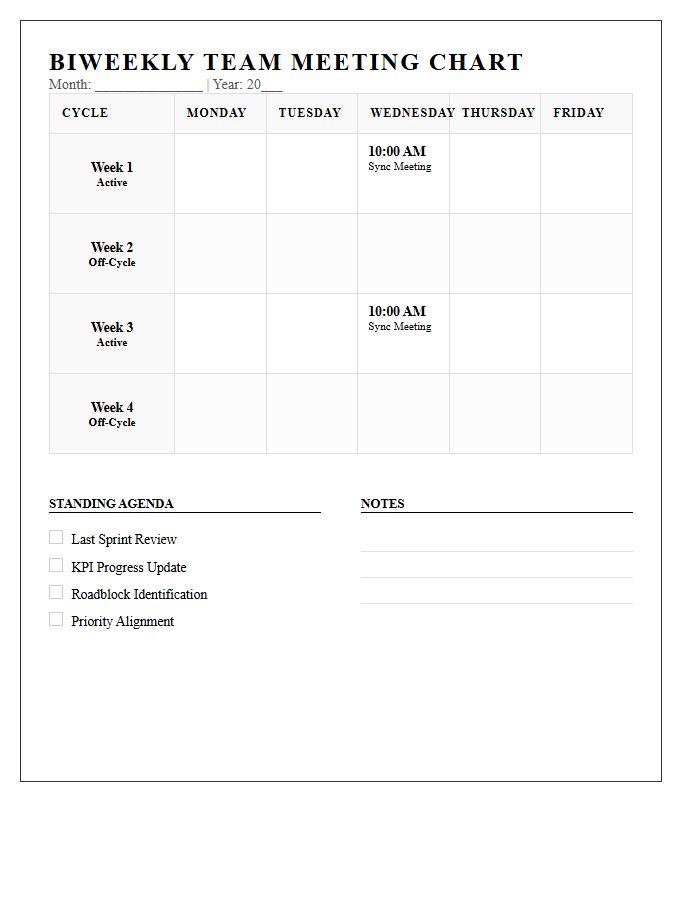 Biweekly Team Meeting Calendar Printable Chart