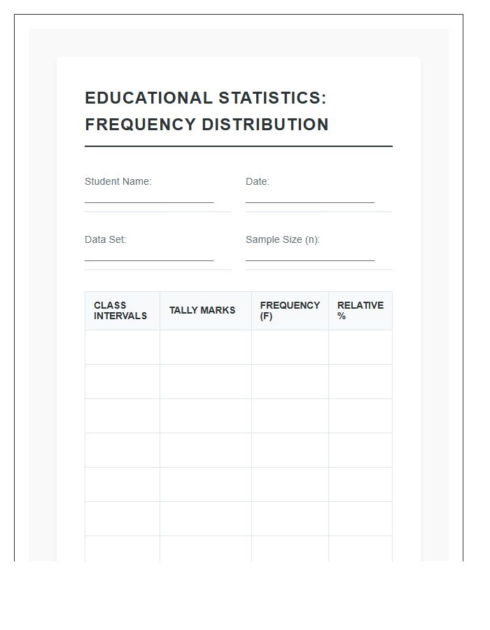 Educational Statistics Project Printable Frequency Distribution Chart
