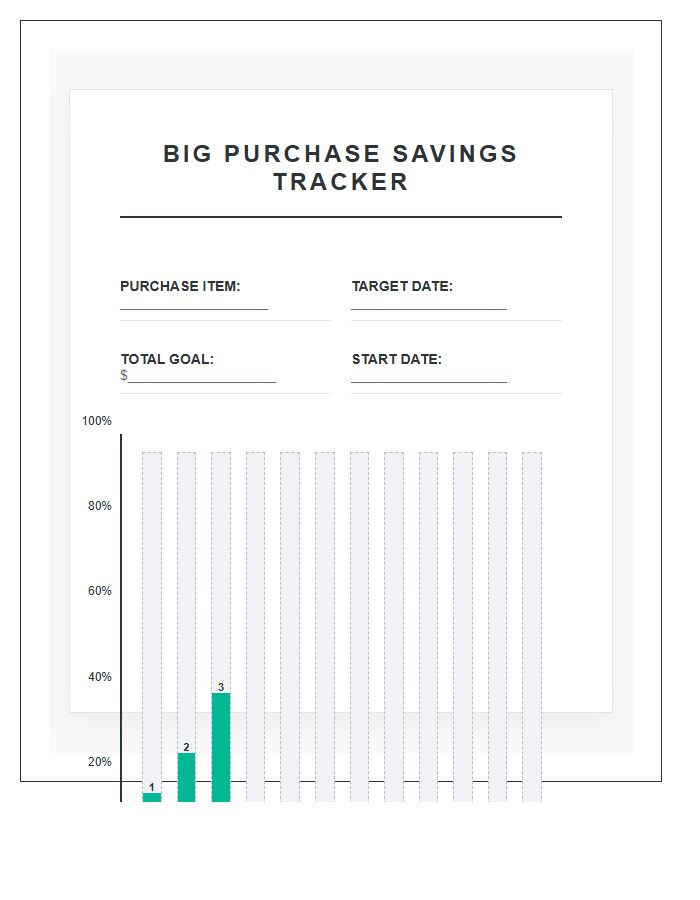Big Purchase Savings Progress Printable Bar Graph Chart