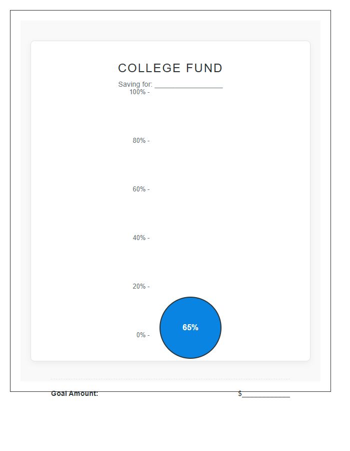 College Fund Progress Bar Graph Printable Chart