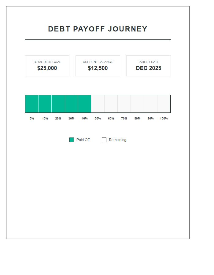 Debt Payoff Progress Bar Chart Printable