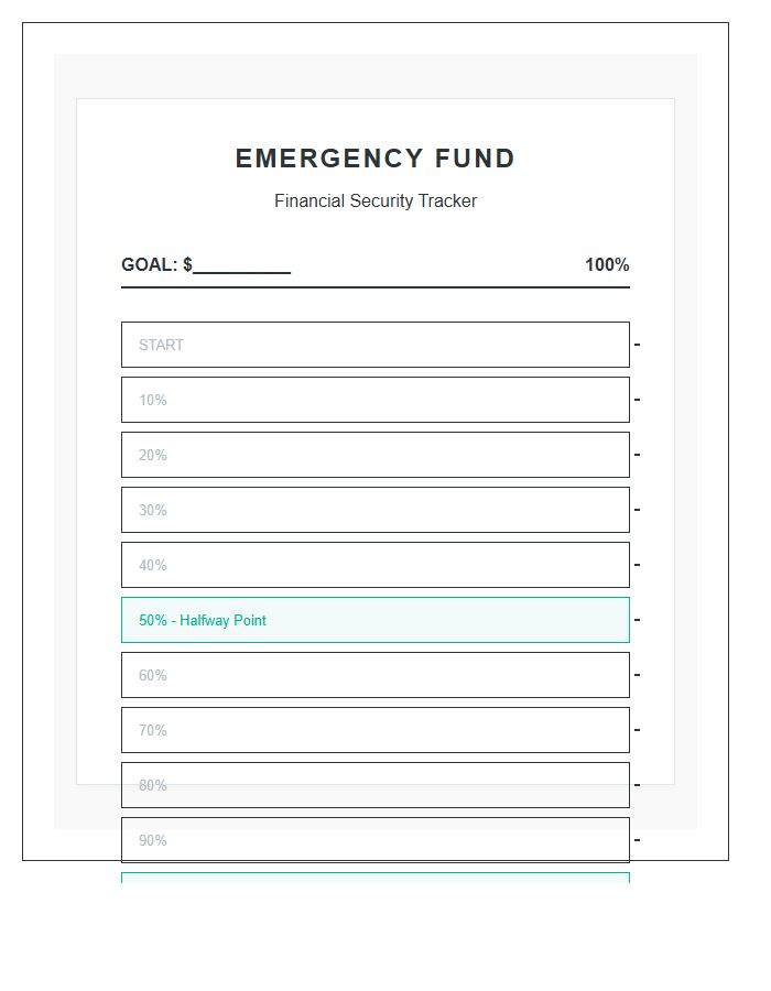 Emergency Fund Savings Goal Bar Graph Printable Chart