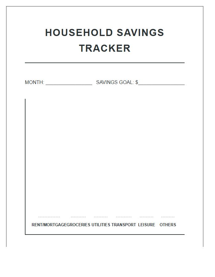 Household Expense Savings Bar Graph Printable Chart