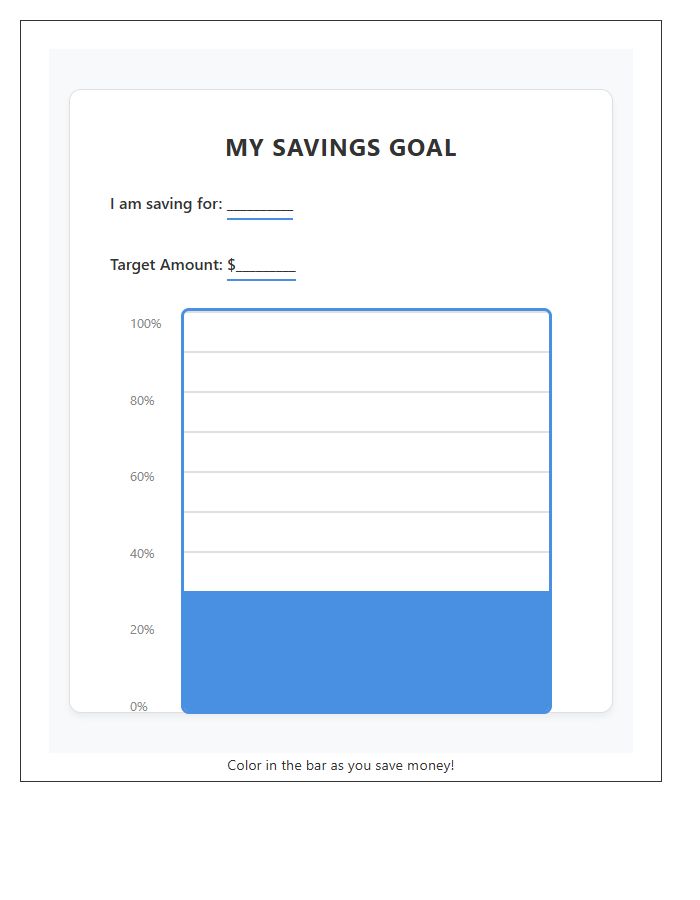 Kids Savings Goal Bar Graph Printable Chart