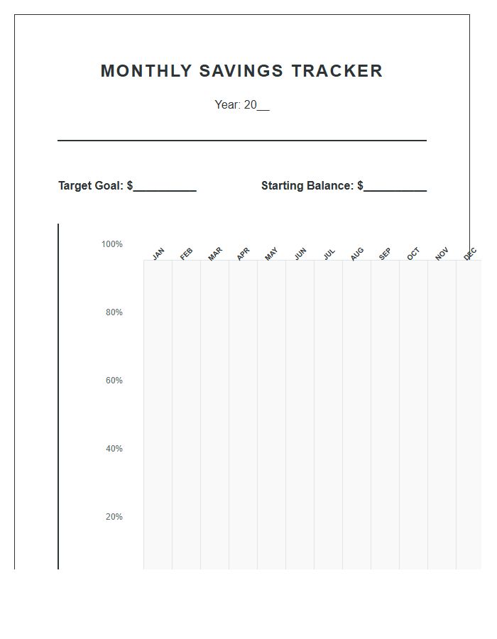 Monthly Money Saving Progress Printable Bar Graph Chart