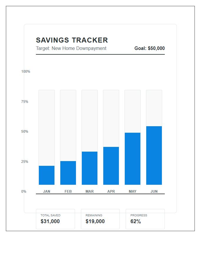 Personal Savings Target Tracking Bar Chart Printable