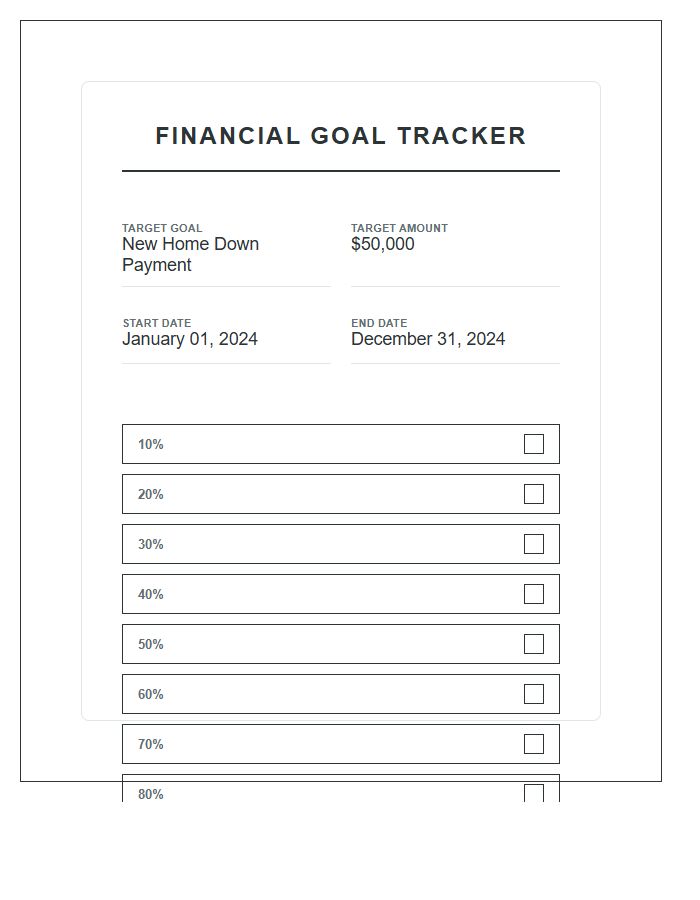 Visual Financial Goal Tracking Bar Graph Printable Chart