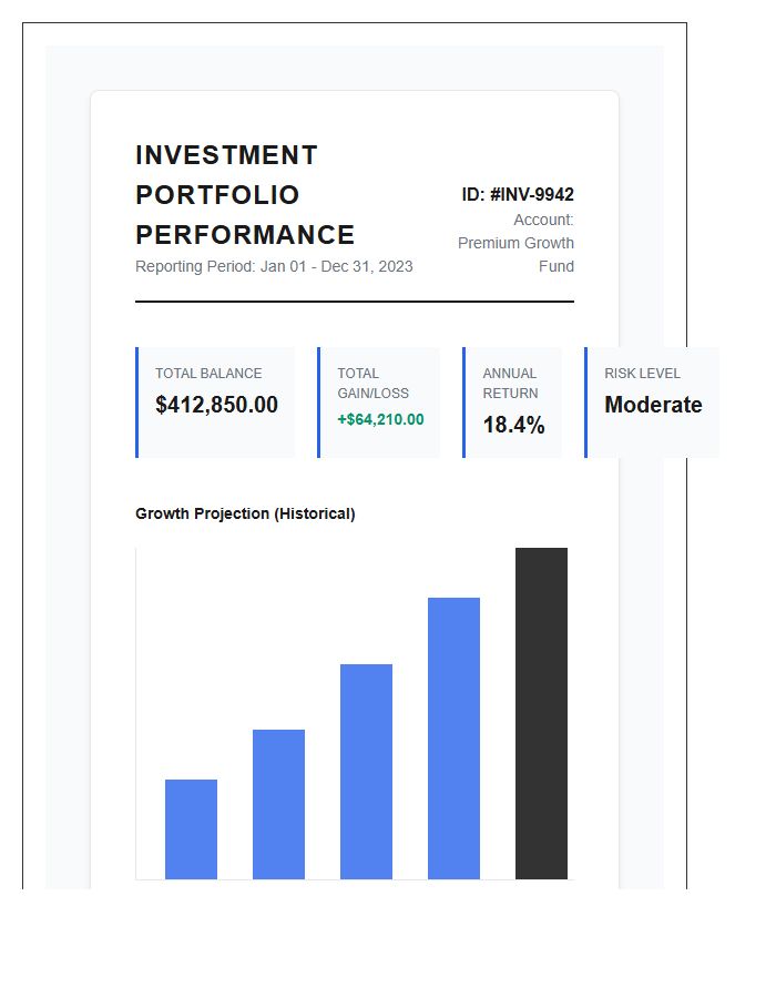 Detailed Printable Investment Portfolio Performance Graph Chart