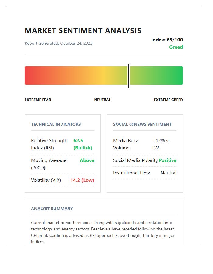 Printable Financial Market Sentiment Analysis Graph Chart
