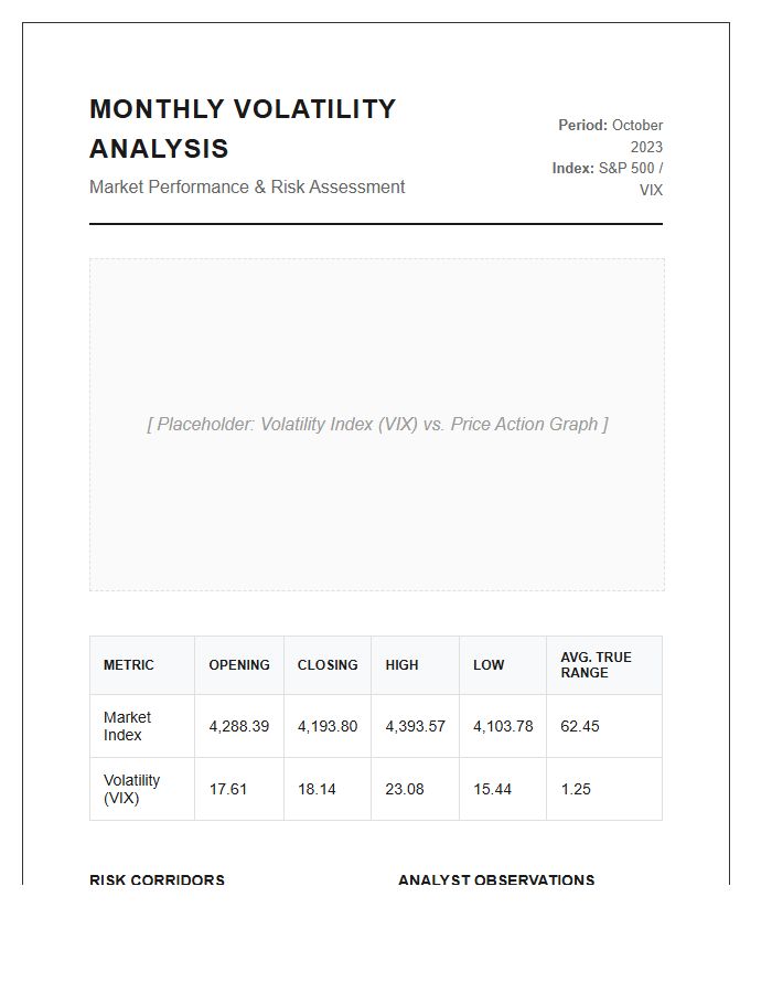 Printable Monthly Stock Market Volatility Analysis Chart