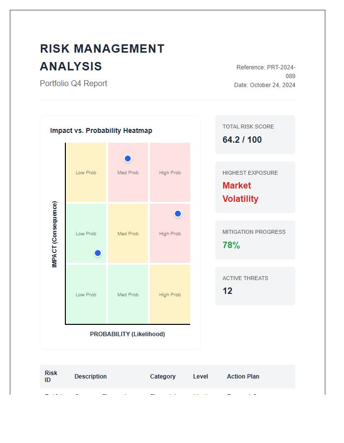 Printable Portfolio Risk Management Analysis Graph Chart
