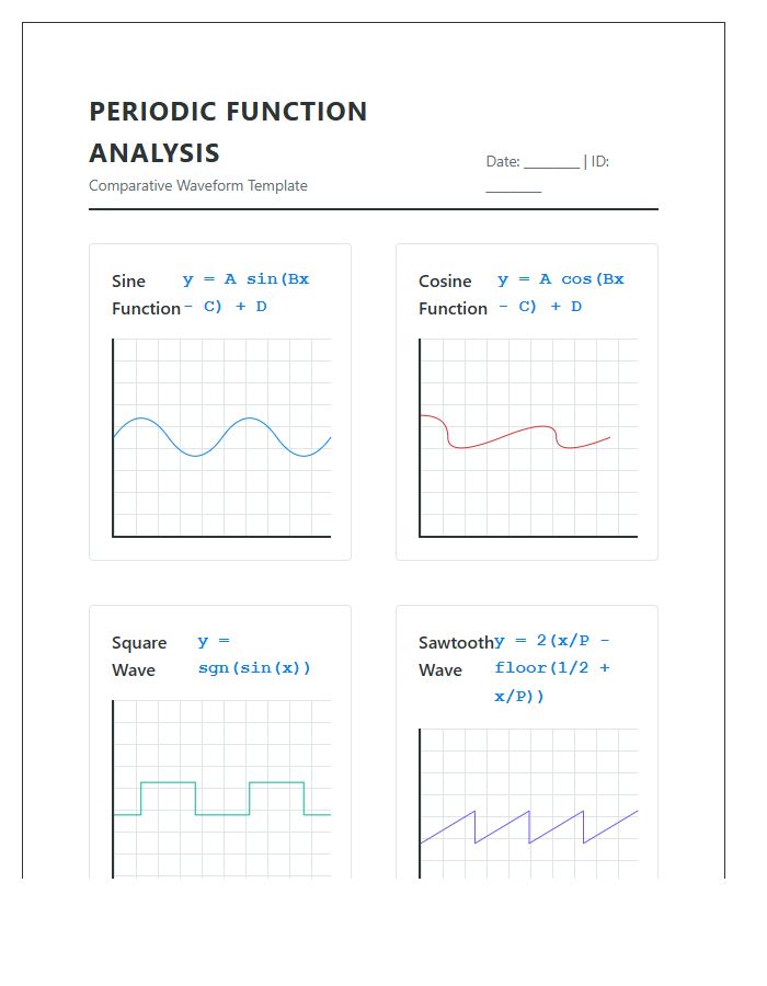 Printable Periodic Function Wave Graph Comparison Chart
