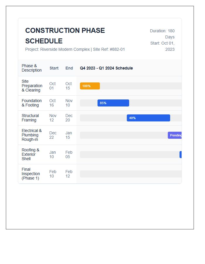 Construction Project Timeline Gantt Graph Chart Printable