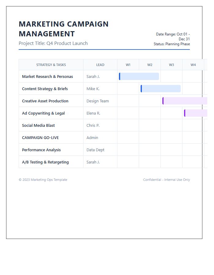 Marketing Campaign Management Gantt Chart Printable