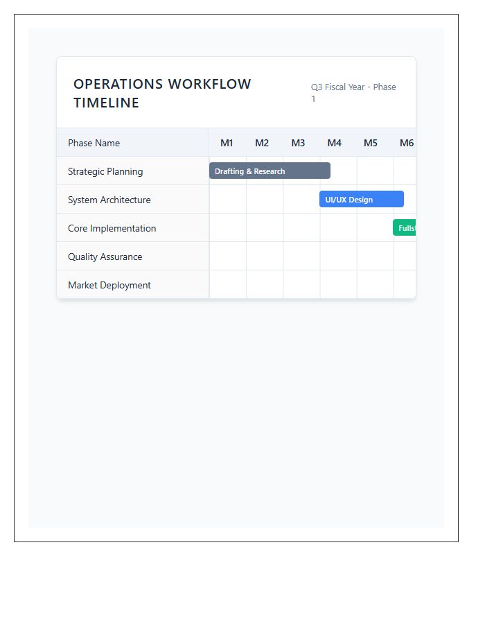 Operations Workflow Timeline Gantt Graph Chart Printable