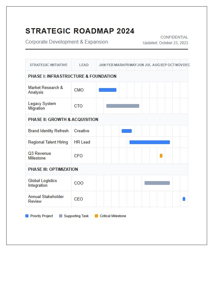 Printable Corporate Strategic Planning Gantt Chart
