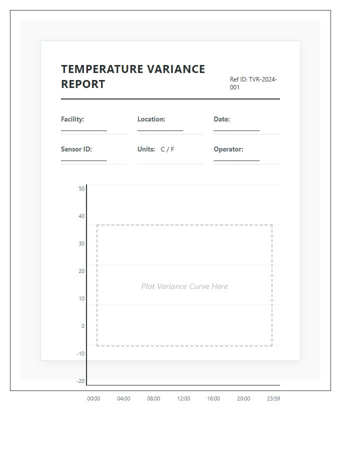 Professional Daily Temperature Variance Reporting Printable Graph Chart