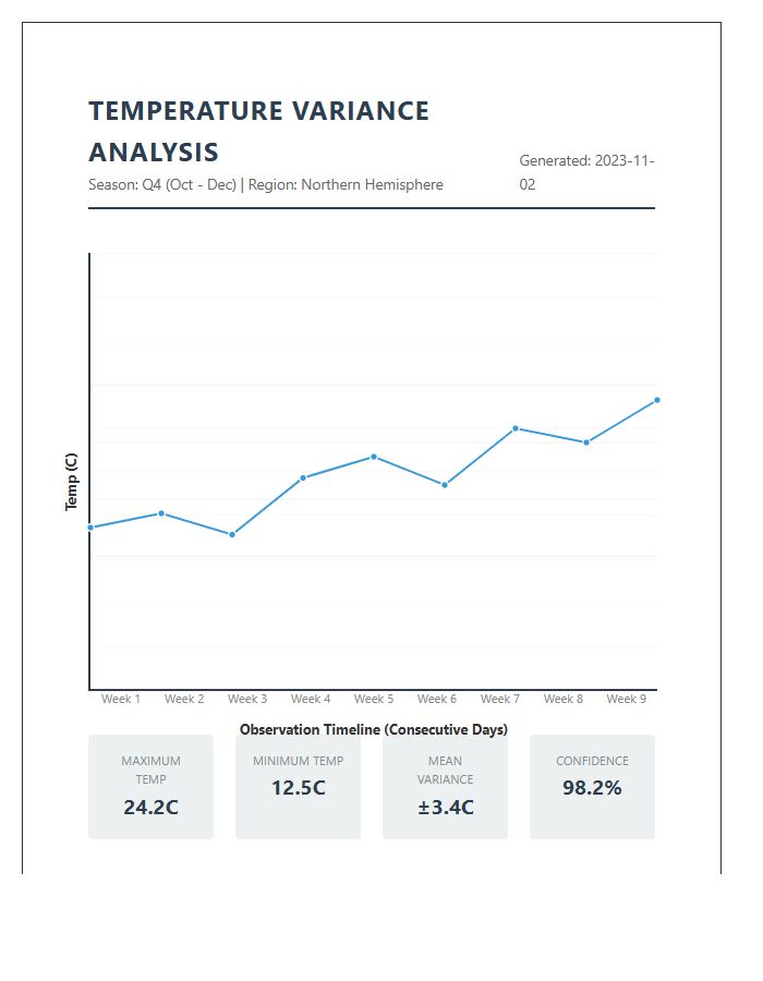 Seasonal Daily Temperature Variance Analysis Printable Line Chart
