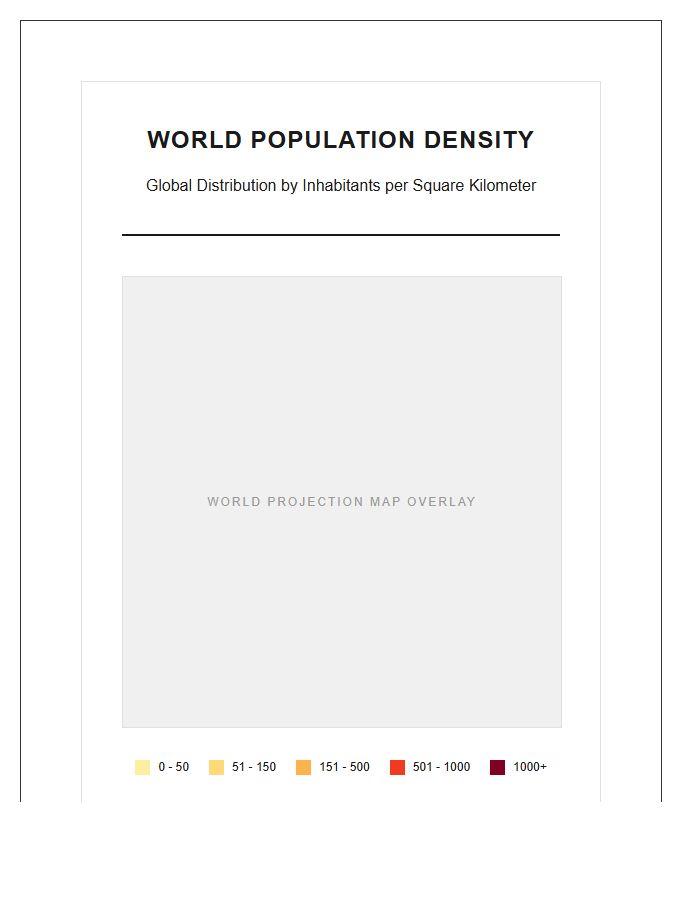 Comprehensive World Population Density Printable Map Chart