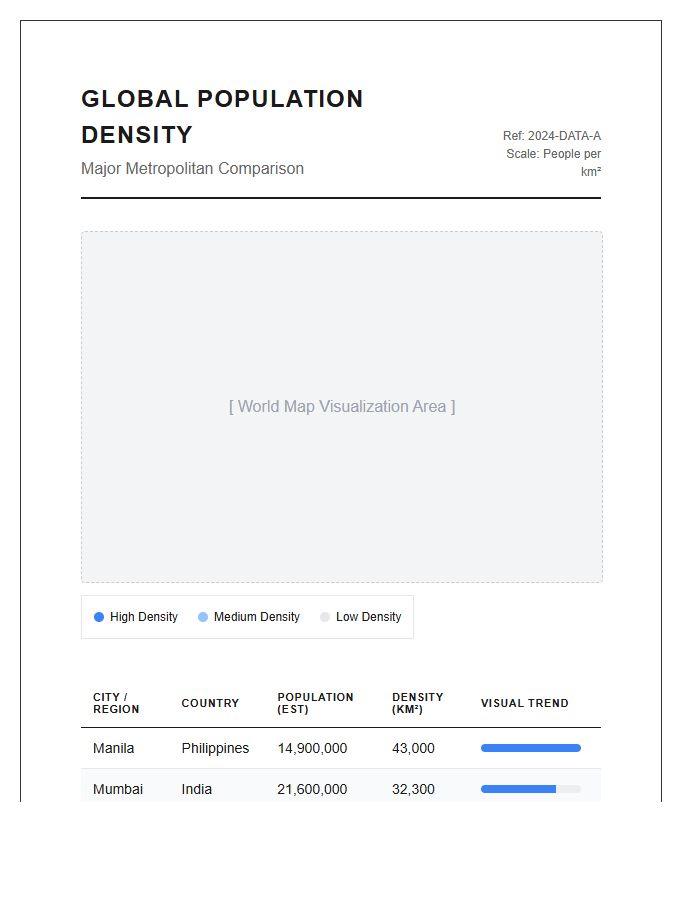 Major Cities Population Density Printable Map Chart