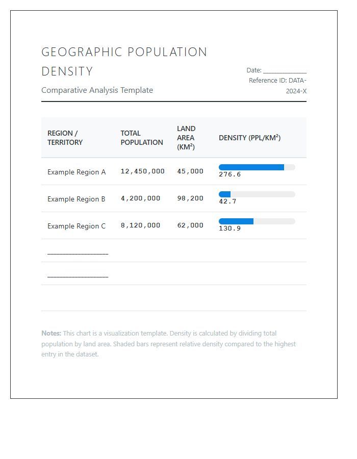 Printable Geographic Population Density Comparison Chart
