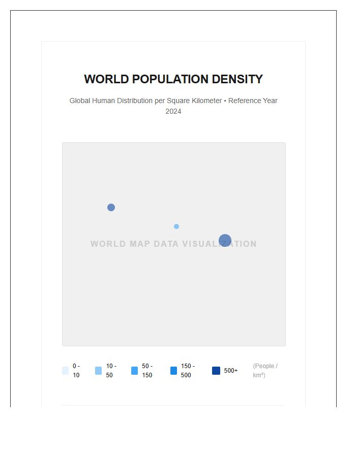 Printable World Population Density Infographic Map Chart