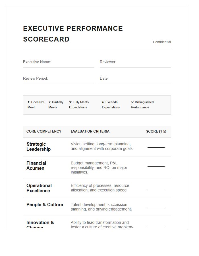 Executive Performance Review Scoring Chart Printable Format