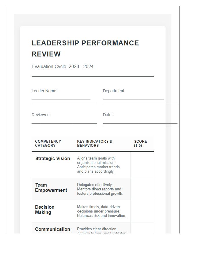 Leadership Performance Review Scoring Chart Printable Layout