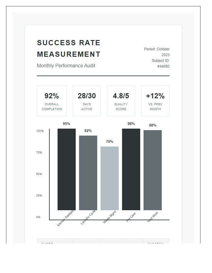 Detailed Printable Chore Success Rate Measurement Graph Chart