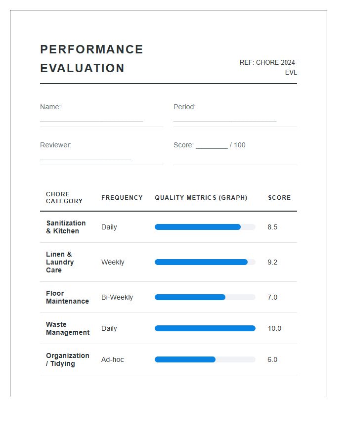 Printable Performance Evaluation Chore Completion Graph Chart