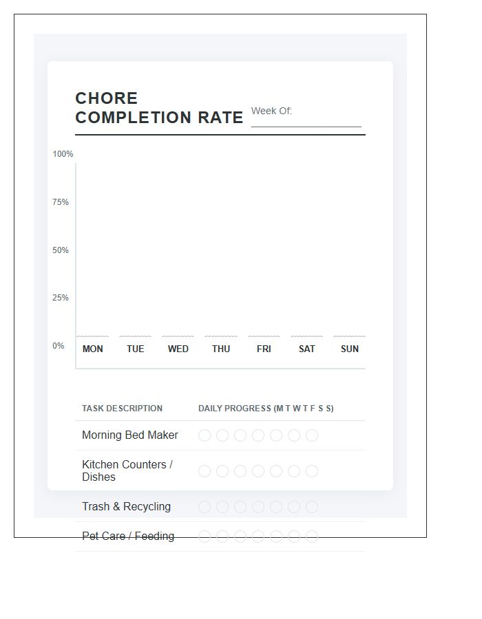 Visual Printable Chore Completion Rate Tracking Graph Chart