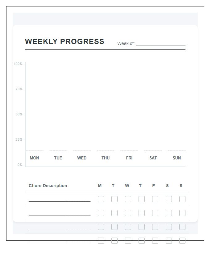 Weekly Printable Chore Completion Progress Graph Chart
