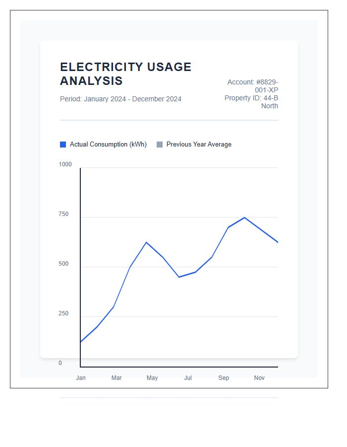 Comprehensive Electricity Usage Analysis Line Graph Chart Printable