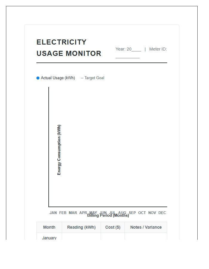 Household Electricity Usage Monitoring Line Graph Chart Printable