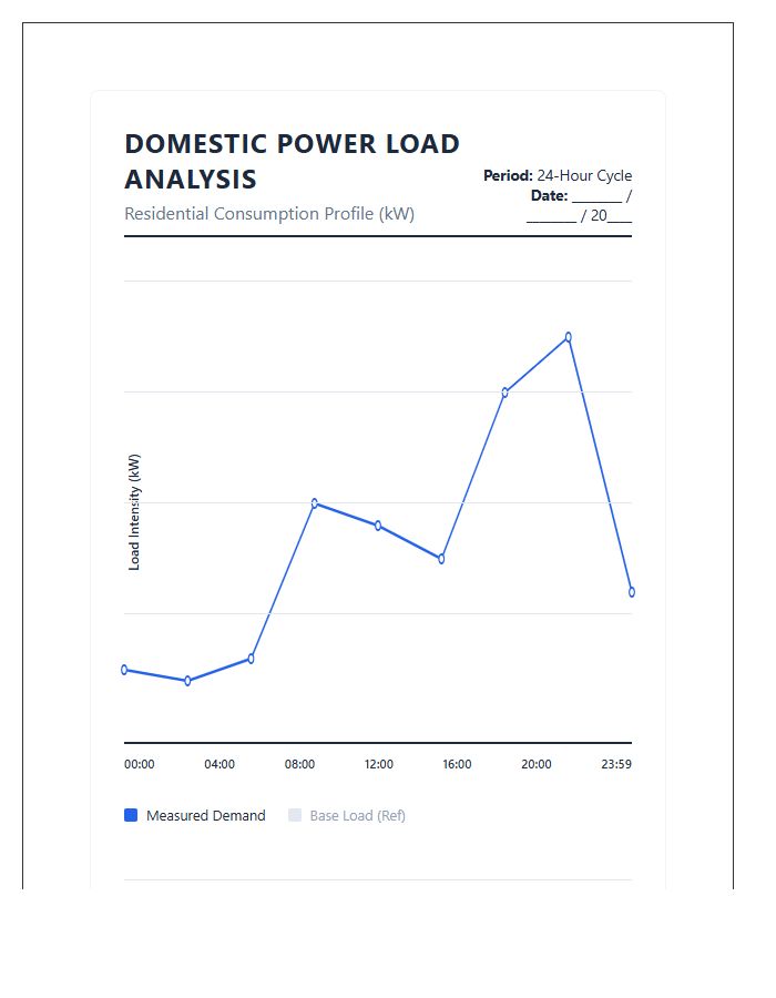 Printable Domestic Power Load Analysis Line Graph Chart