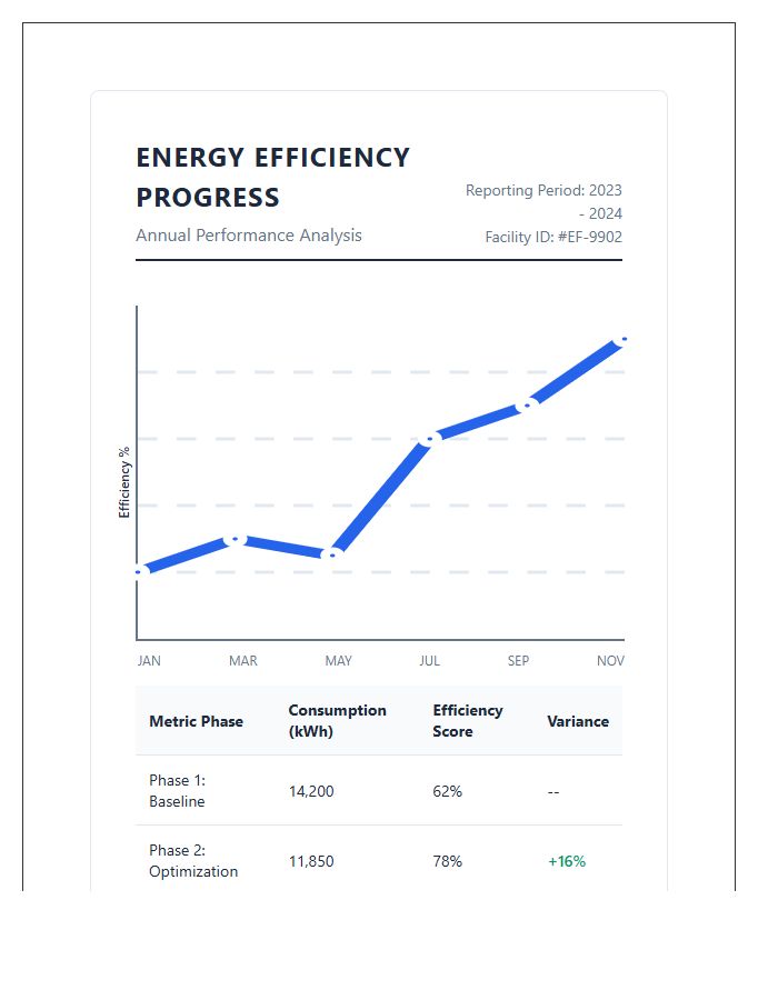 Printable Energy Efficiency Progress Analysis Line Graph Chart