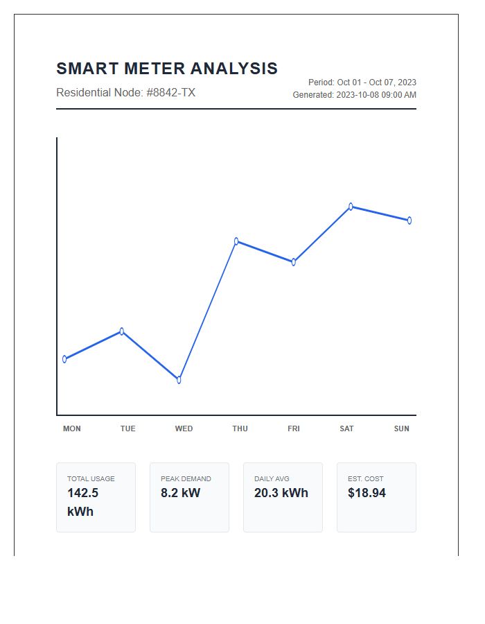 Printable Smart Meter Data Analysis Line Graph Chart