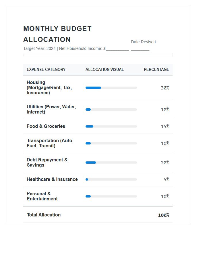 Family Budget Allocation Printable Monthly Percentile Chart
