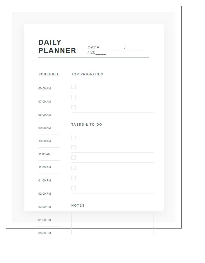Contemporary Daily Schedule Calendar Printable Chart